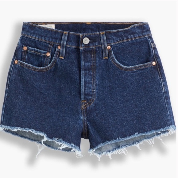LEVI'S WOMEN'S ORIGINAL 501 HIGH RISE DARK BLUE JEAN SHORT 23 - Picture 3 of 16